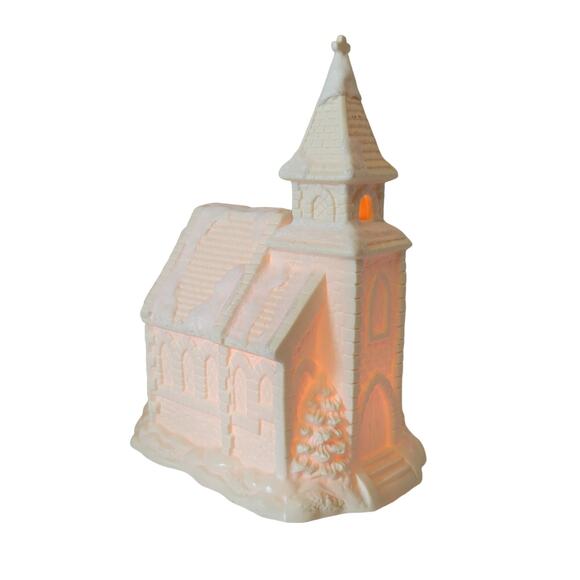 Enesco Christmas Village Church Lighted Decoration Village Glowing Light Vintage - Picture 4 of 16